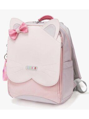 Kids Girls Pink Cat Canvas Backpack School Bag Pockets Large Insulated NWT